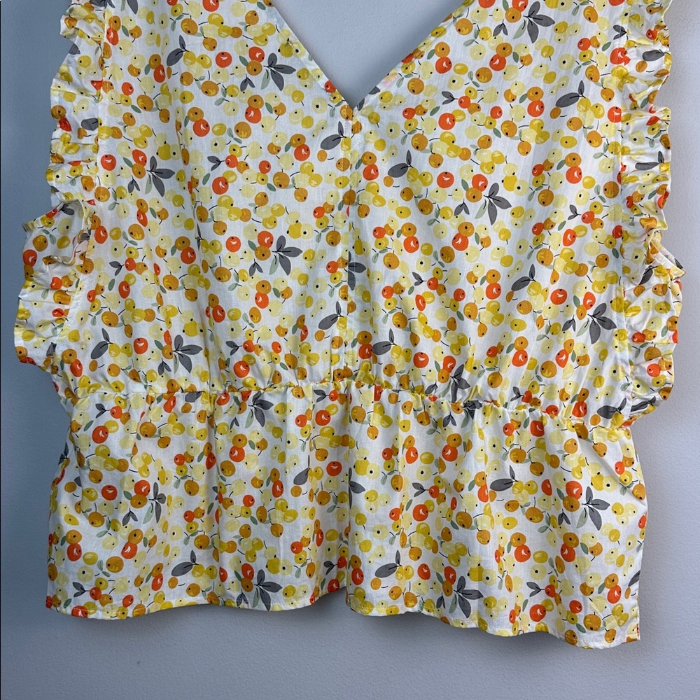 NEW ModCloth Fruit Print Ruffle Sleeveless Tank Top Cotton Peplum Blouse Size 2X - Picture 12 of 16